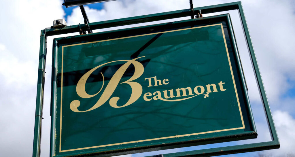 beaumont arms pub sign against the sky